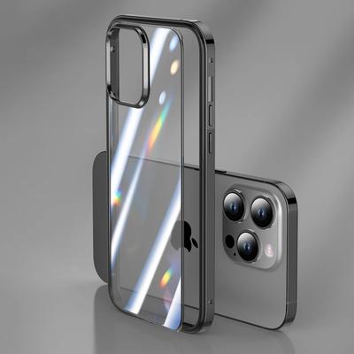 Luxuriöses 2-in-1-Gehäuse aus abnehmbarem, transparentem Acryl für das iPhone 13 14 15 Pro Max, leichter Aluminium-Metallrahmen, ultradünne Stoßstangenabdeckung aus Legierung
