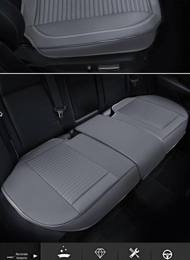 Universal Full Leather Car Seat Cushion Set - Four Seasons Breathable, Three-Piece, Cool and Durable