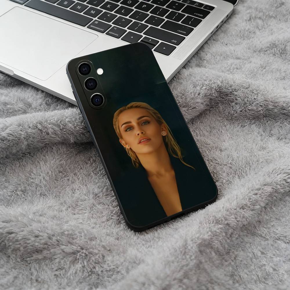 

M-Miley Cyrus Flowers -Singer Black Soft Silicone Phone Case for Samsung Galaxy A73, A71, A72, A70, A53, A52, A51 Samsung a30 a20