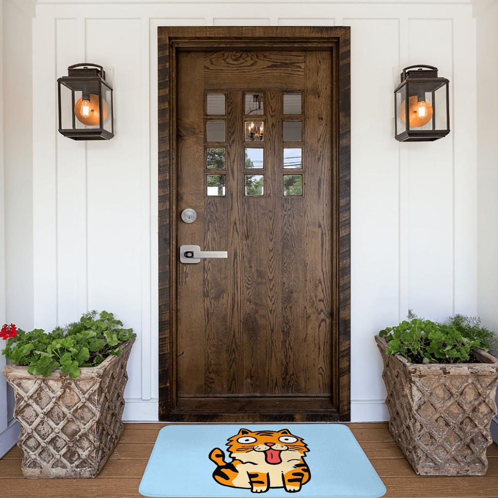 Silly Tiger Cat Tongue Out Anti-slip Doormat Floor Mat Dust-proo Carpet Rug for Kitchen Entrance Home Bedroom Footpad Mats