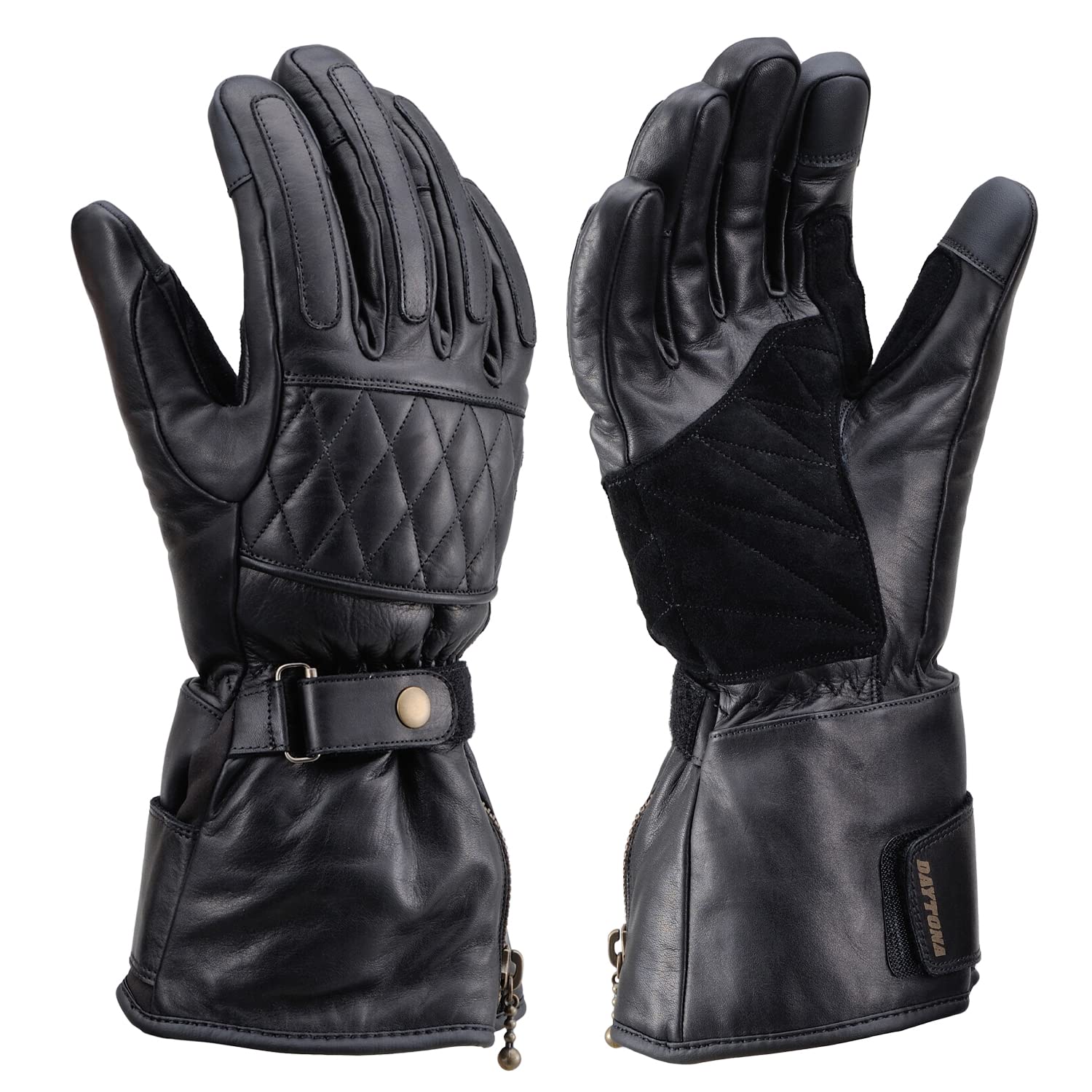 

Daytona Motorcycle Winter Goat Waterproof and Boa Smartphone Cow Leather Long Winter 29208 Gloves, Leather, Windproof, Lining, Compatible, Gloves, чёрный