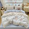 New Bedding Set INS Princess Soft Bed Flat Sheet Set Twin Queen Double Size Cotton Lace Duvet Cover Pillowcase Bed Linen