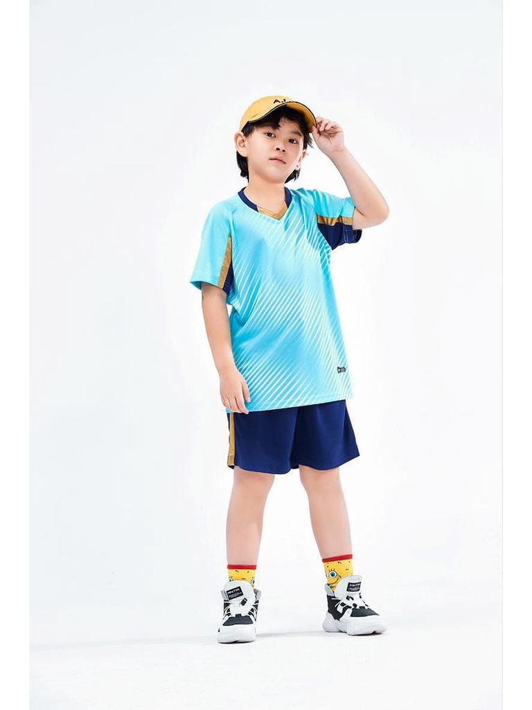 Unisex bedruckter Fußballteam-Trainingsanzug - für Erwachsene & Kinder, kurzärmelig, atmungsaktives Material