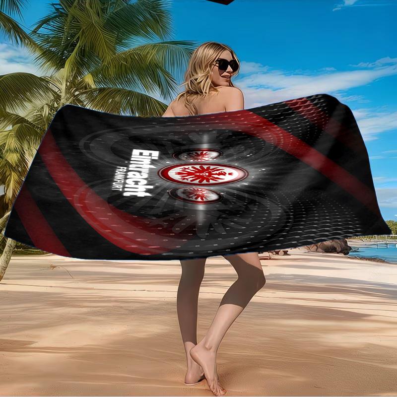 Flaming Heart Frankfurt Emblem Beach Towel Microfiber Beach Towel, Lightweight and Quick-Dry, for Summer Travel, Swimming Pool Fan Birthday Gift