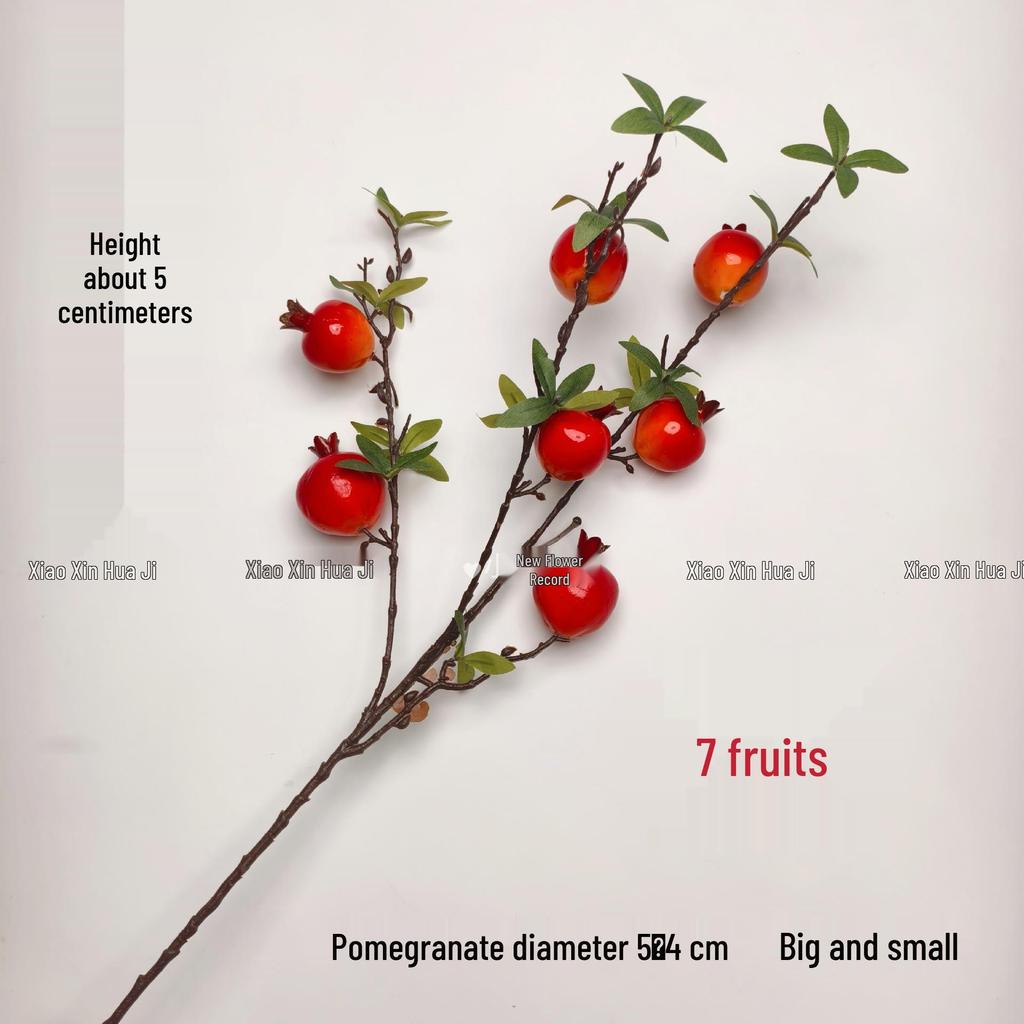 High-End Artificial Fruit Branch with Apples, Pomegranates, Oranges, Persimmons, and Lemons for Home Decor.