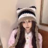 Cute lamb warm hat women's autumn and winter cold-proof plush knitted ear hat outdoor pullover hat
