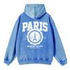 Cotton Womans Acid Wash Hoodies Paris Discover The City Printing Streetwear Oversize Pocket Warm Pullovers Clothes