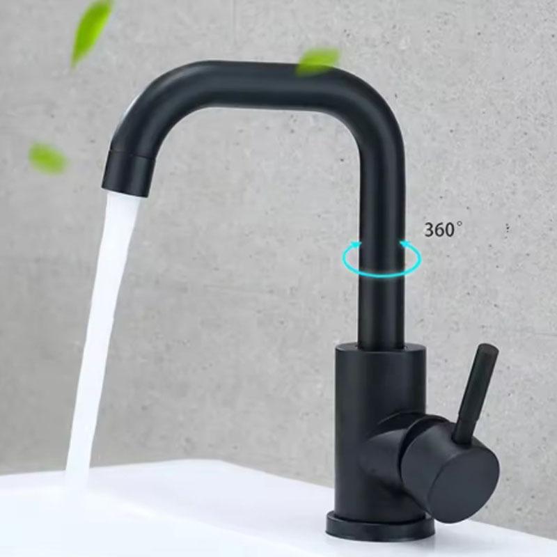 Black Nickel Bathroom Basin Stainless Faucet Steel Hot Cold Wash Mixer Crane Tap 360 Rotation Sink Faucets Single Handle