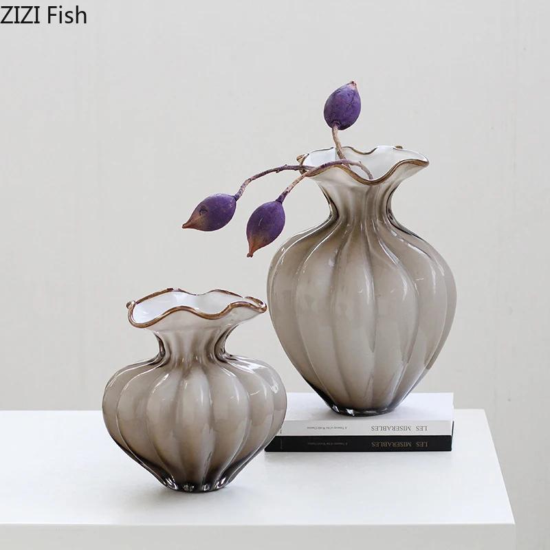 Floral Bud Glass Vase Hydroponics Plant Pot Table Decoration Flowers Arrangement Artificial Flower Vases Room Aesthetic Decor