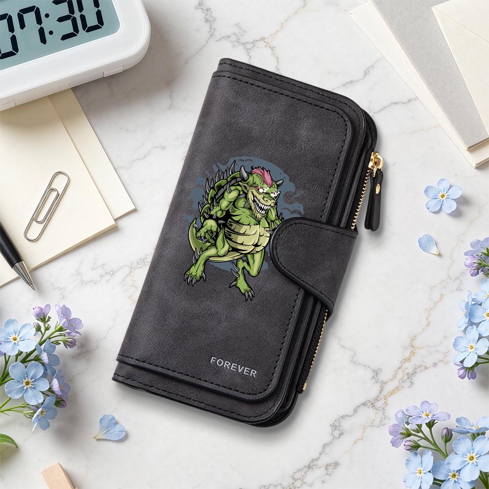Cool Monster Pattern Long Wallet Fashion Multi Slot Card Holder Casual Portable Purse for Daily Use