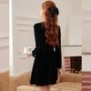 Elegant Velvet Bow Midi Dress