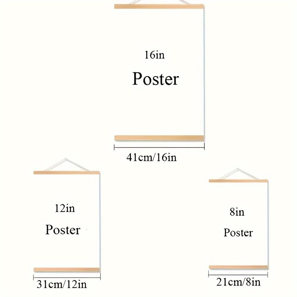 A Modern Style Solid Wood Poster Frame Hanger with Interchangeable Spacers for Rectangular Clip Picture Frames, Vertical Orientation, Reusable DIY