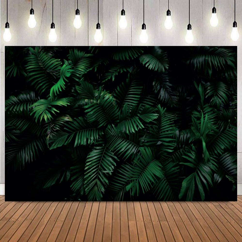 Tropical Leaves Backdrop Various Green Plants Fern Palm Leaf Elements Photo Background For Jungle Theme Birthday Party Portrait10