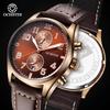 Quartz Chronograph Watch Luminous Waterproof Wrist Watch Leather Strap Date Function Pilot Style
