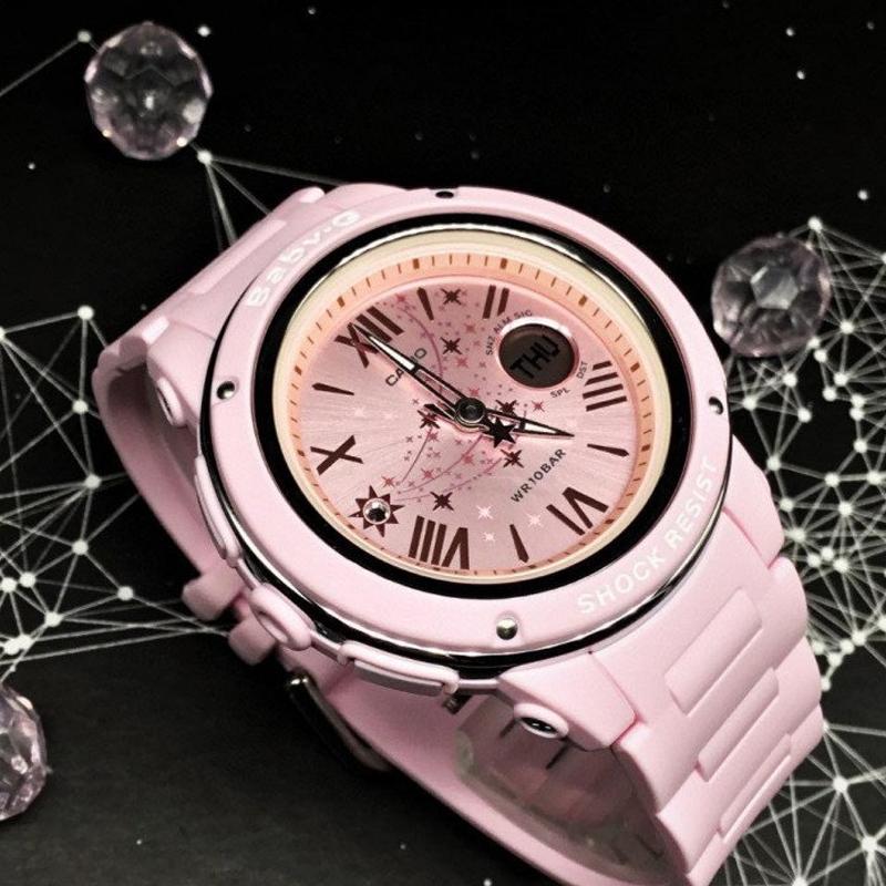 Casio CASIOBABY-G Series Romantic Pink Gold Dial Date Display Waterproof Movement Quartz Movement Resin Strap Japanese and Korean Watch BGA-150ST-4A