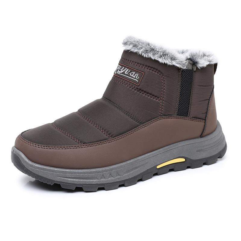 Mens Large Size Soft Sole Winter Warm Fur One Snow Boots Padded Wool Lined Ankle Boots Anti-slip Hiking Sports Cotton Boots