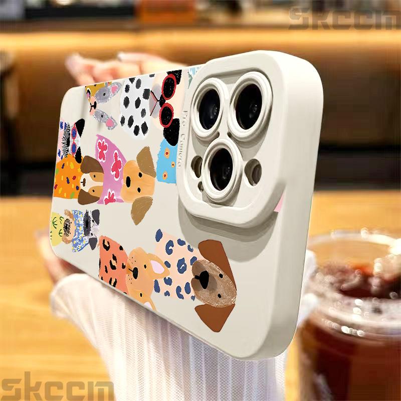 Funny Colorful Dog Pattern Design Phone Case For iPhone 17 16 15 14 Pro Max 12 11 13 Mini 17 Air XS X XR 7 8 Plus 16e Soft Cover
