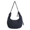 Korean Niche Plaid Drawstring Lightweight Casual Messenger Bag Women'S Lazy Style Show Daily Shoulder Bag