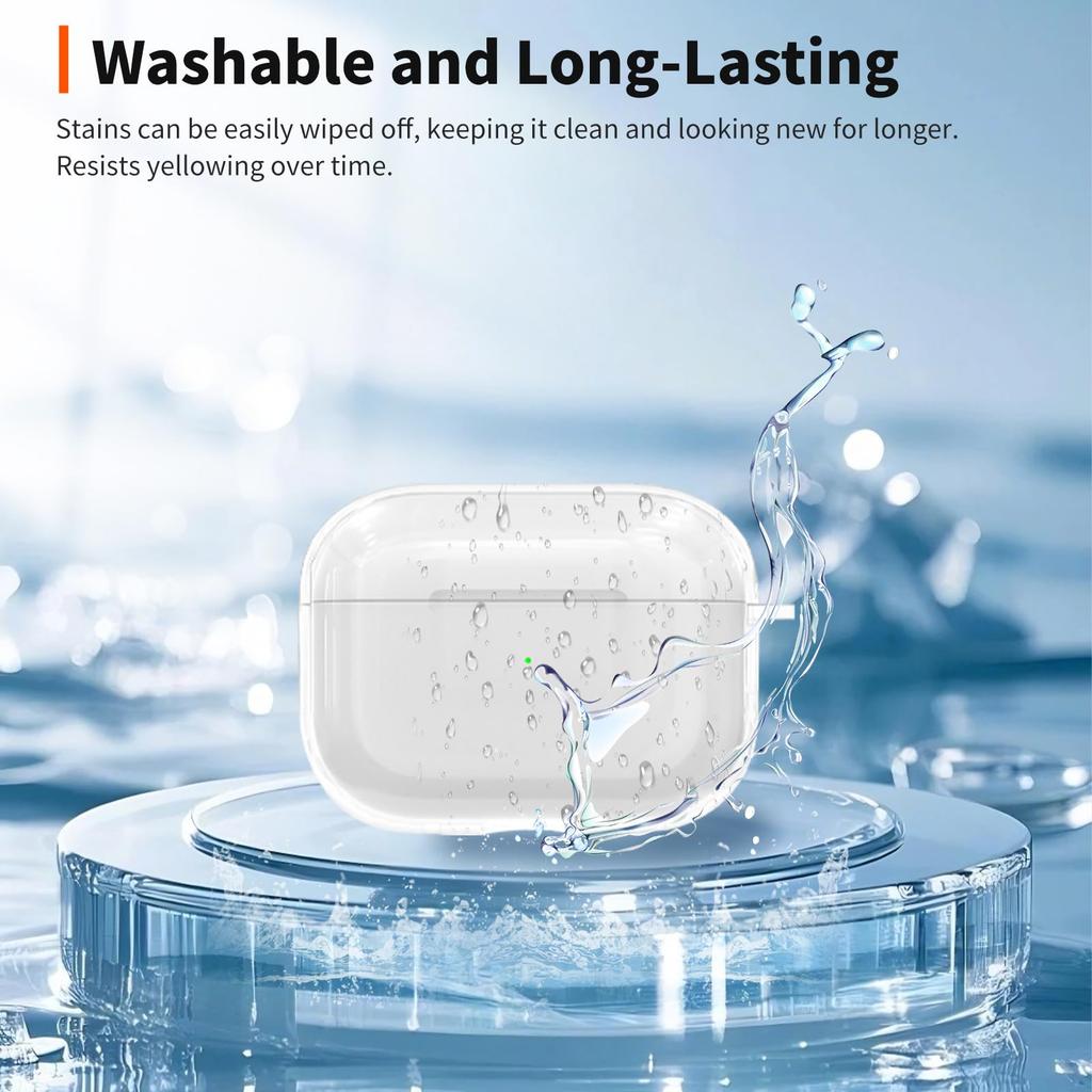 for Airpods Pro 3 Case Accessories Soft TPU Transparent Protective Shockproof Case with Cleaning Kit Keychain for Airpods Pro 3