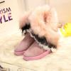 Large size fluffy snow boots for women's autumn and winter new round head flat bottom fluffy mouth plush warm casual boots often