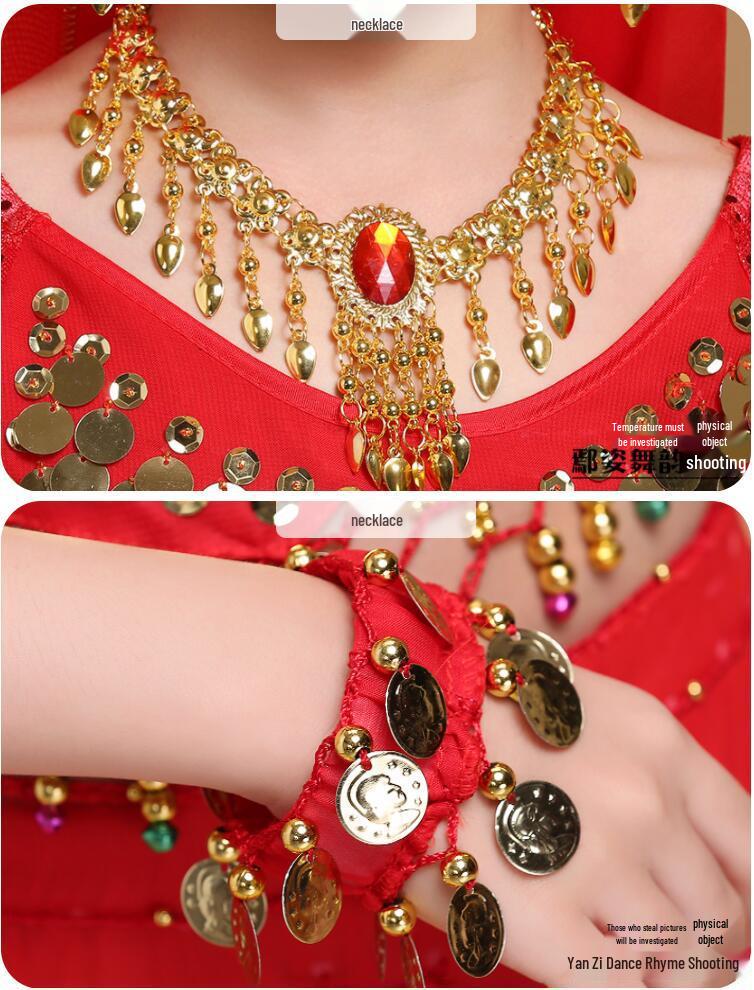 Children's Indian & Xinjiang Folk Dance Costume - Belly Dance Performance Outfit for Girls