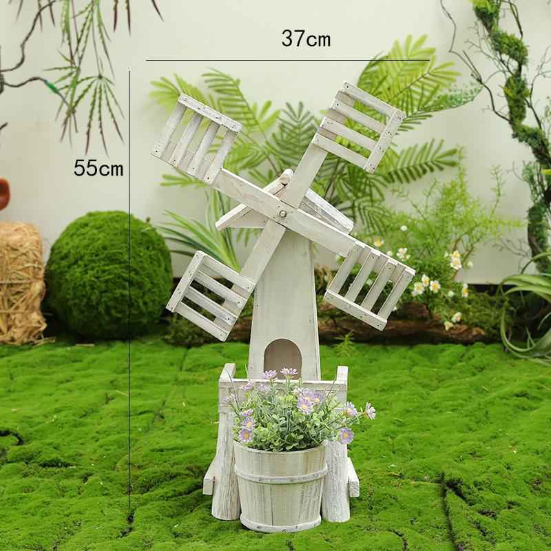 Neid Porzellan Windmühlen Ornament: Massivholz Miniaturlandschaft Gartendekoration - Kreative Waldserie für Kindergarten und Hofgestaltung