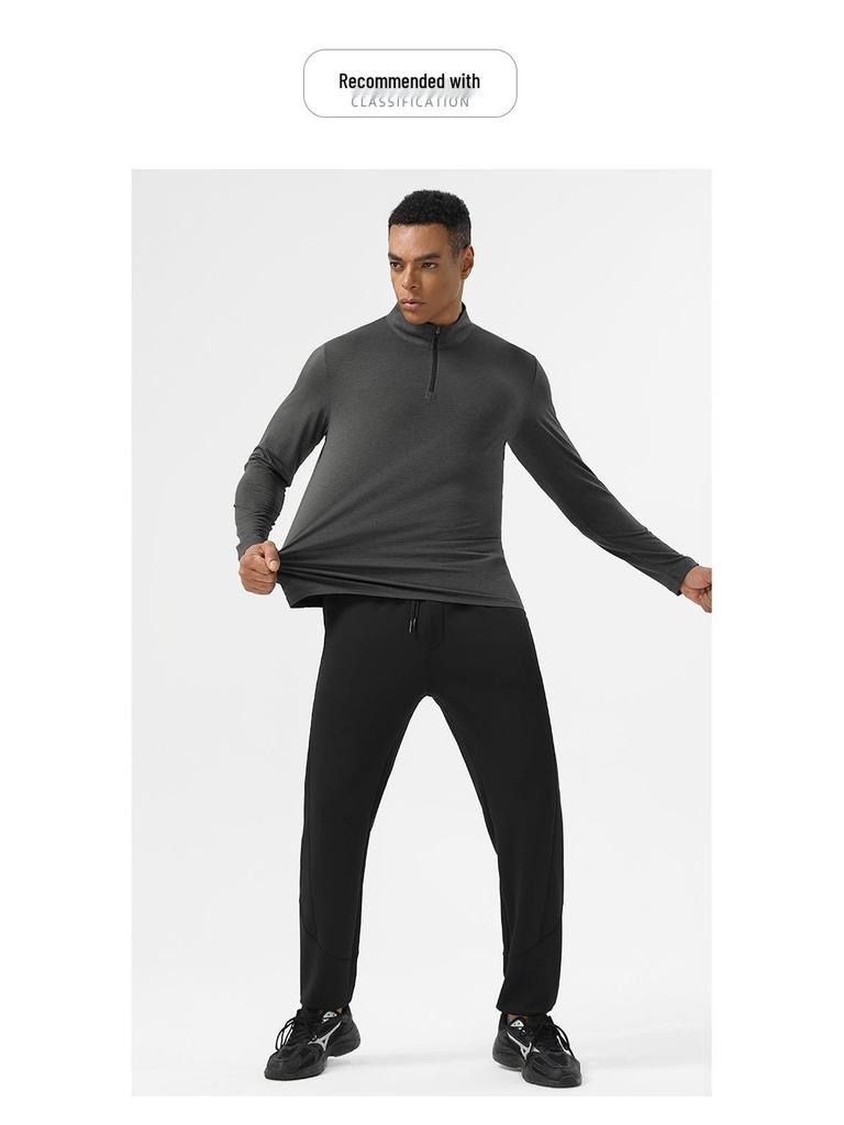 Men's Moisture-Wicking Half-Zip Long-Sleeve Henley for Hiking, Fitness, and Running