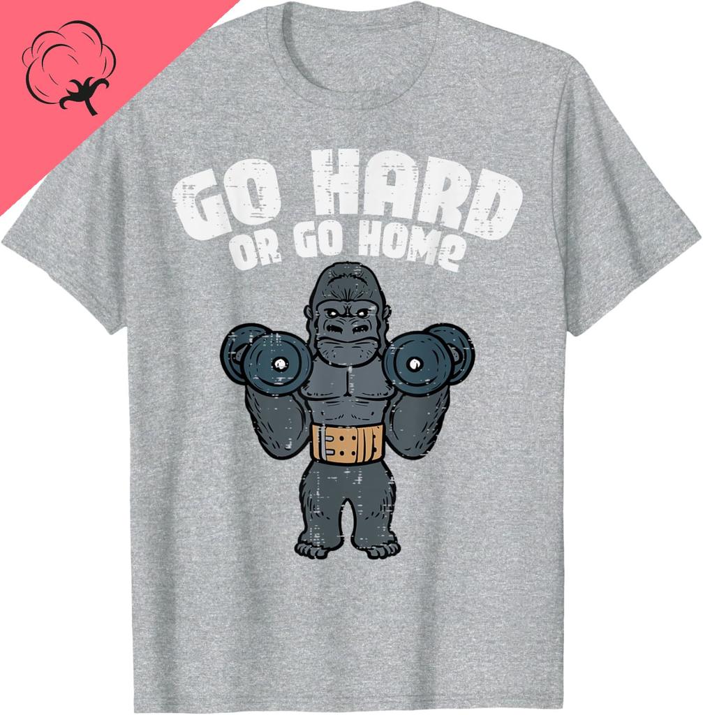 cotton Sport Top Gym Go Hard or Home Workout Motivation Fitness Unisex TShirt Graphic Vintage Classic Funny Short Sleeve Tee