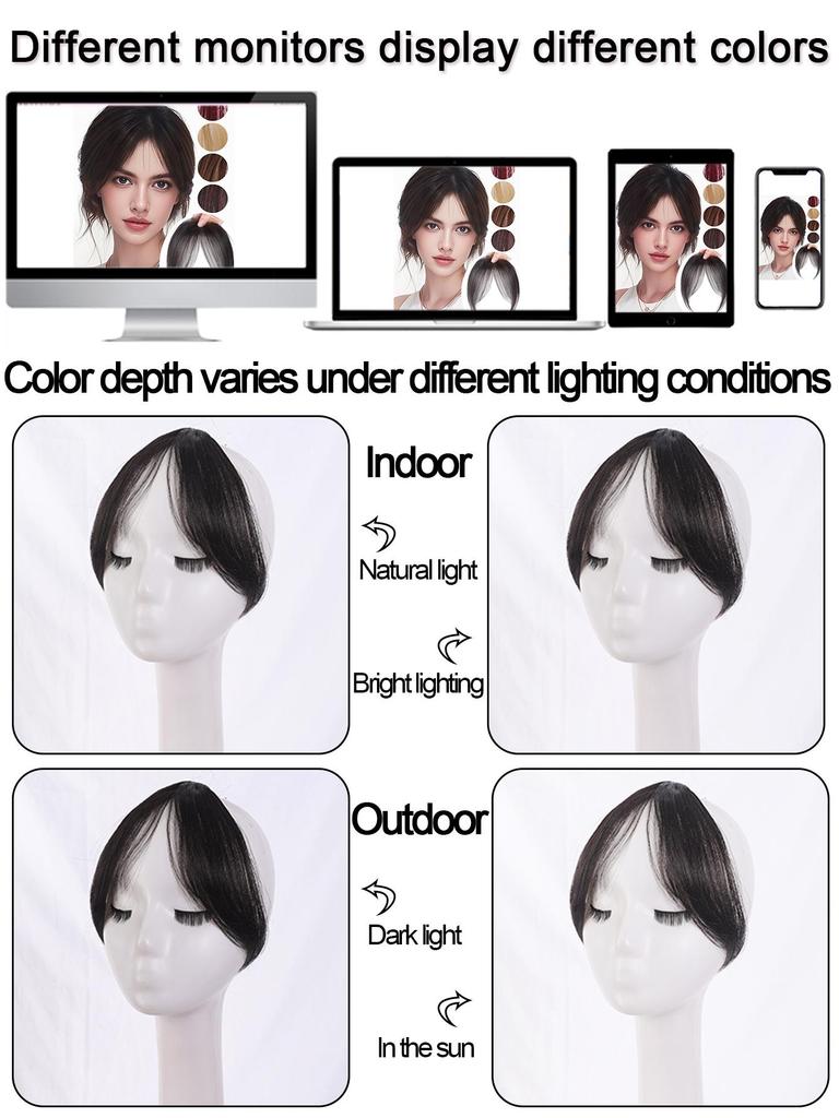 Black Blonde Red Grey Women's Synthetic Middle-Part Bangs Wig Natural Eight Side Bangs 5 Inch Black Brown Daily Wear Natural Fluffy