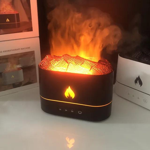 

Новый увлажнитель воздуха с имитацией вулкана объемом 250 мл, красочный свет пламени, таймер, безводный, с автоматическим выключением, диффузор аромата эфирного масла для дома чёрный