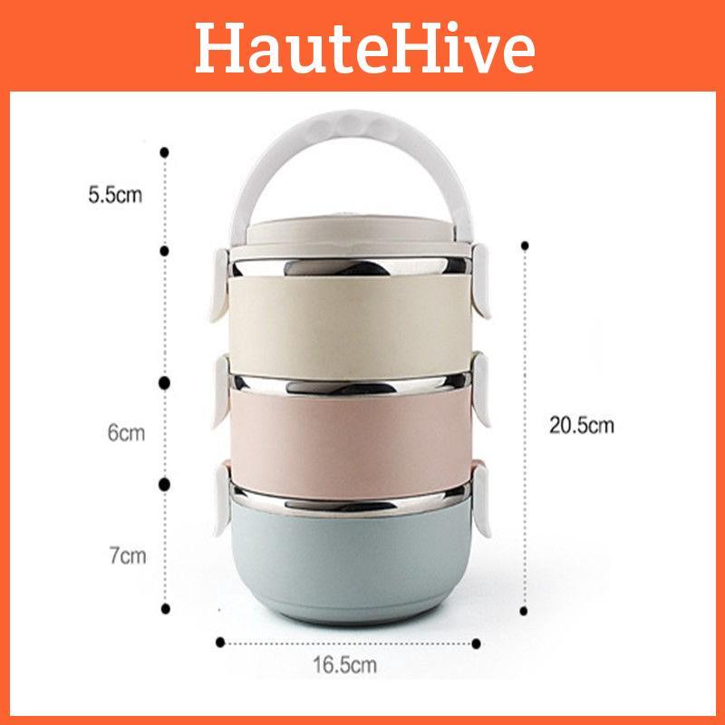 Elegante 3-stöckige Picknick-Lunchbox aus Edelstahl mit Wärmeisolierung für ganztägige Frische