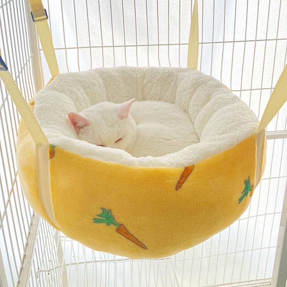 Suspended Swing Cat Warm Hammock Round High Side Cat Swing Bed Cozy Bottom Waterproof Cat Hanging Basket for Pet Cage