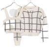 Schäler Weiß handgefertigt Karomuster Ensemble Cardigan Oberteile F weiß Gebraucht