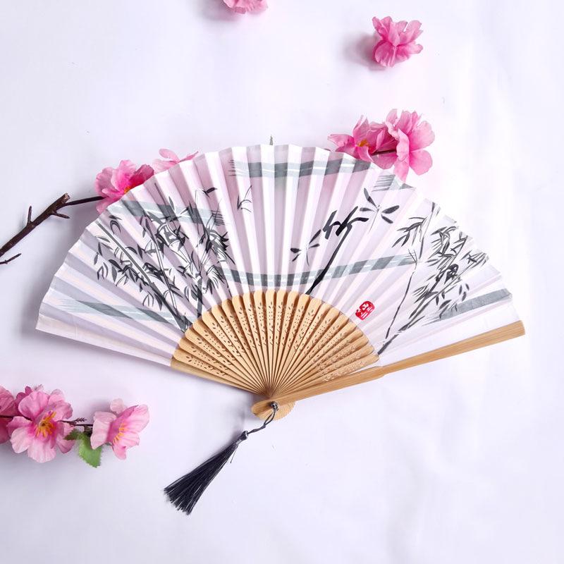 Vintage Bamboo Silk Women's Folding Fan - Portable Dance Gift