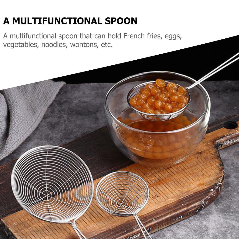 4Pcs Ergonomic Hot Pot Strainer Spoon Stainless Steel Kitchen Colander Filter Sieve for Tea Coffee Oil Water Drainage Cooking