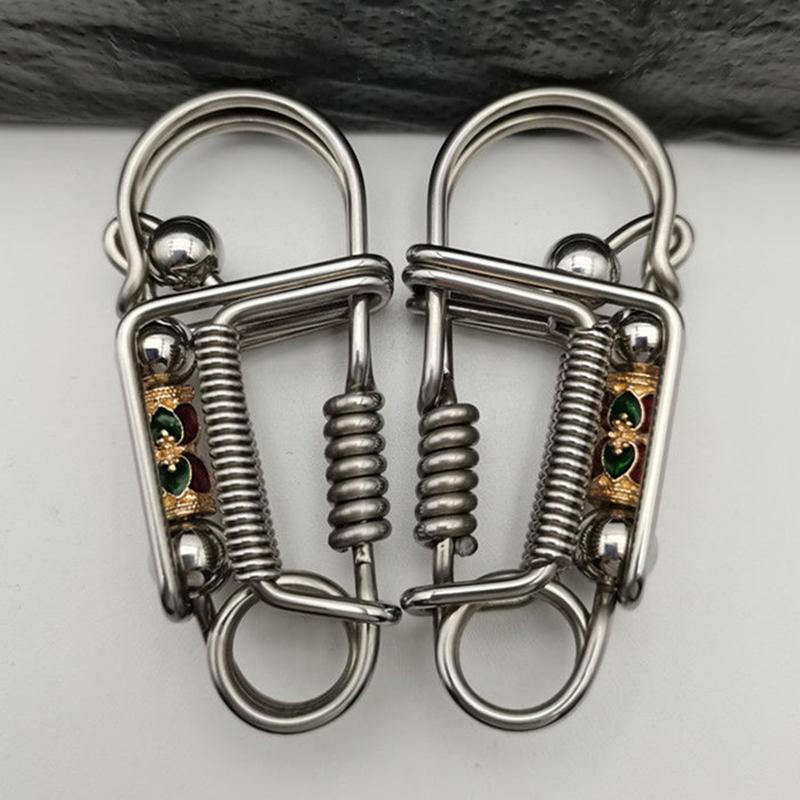 Stainless Steel Handicraft Key Card Bag Ring Buckle Pendant Matte Color Bead Trinket Car Keyring Creative Gift Small Decoration