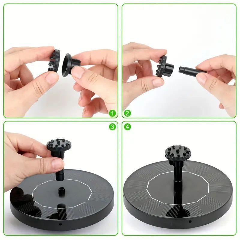 New Round Solar Bird Bath Fountain with Floating Pump and Light