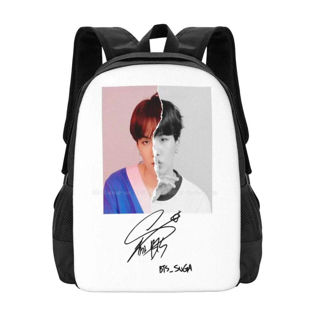 Suga Signature Fashion Pattern Design Travel Laptop School Backpack Bag Kpop Army Min Yoongi Yoongi Suga Love Yourself You
