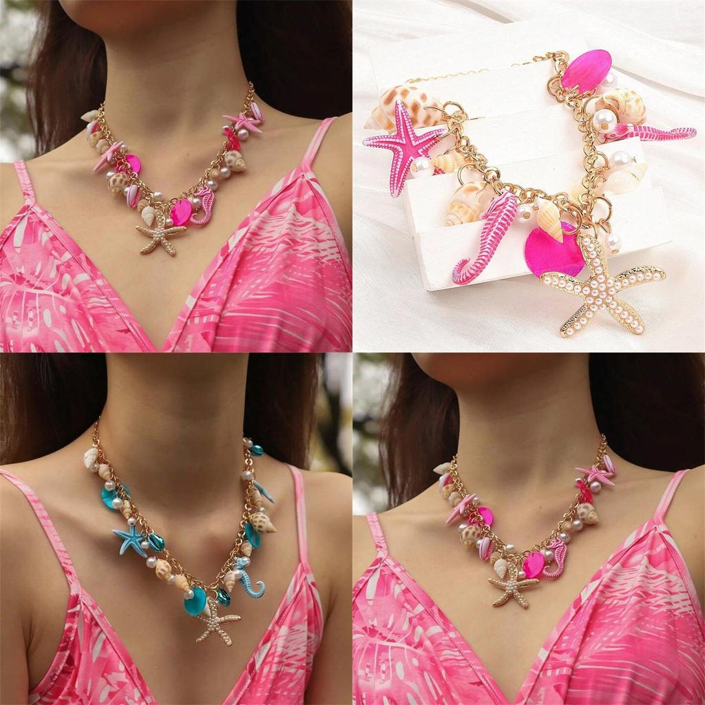 Beach Shell Necklace With Heart Shape Pendant And Zinc Alloy Chain For Women