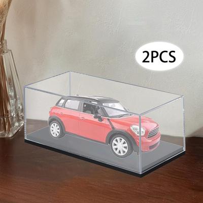2 Stück Klare Acryl Modellauto Vitrinen Schaukasten 1/64 Maßstab Schutz Staubdichte Box für