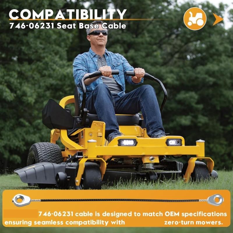 Corrosion Resistant 746-06231 Seat Base Cable For ZT142E ZT250 ZT254 ZT260 ZT360 Mowers Control Cable Easy Installation
