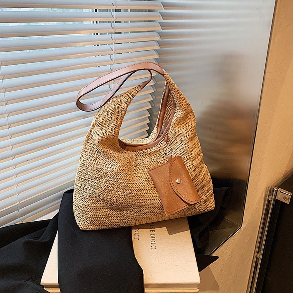 Beach Handbag Beach Bag Bohemian Style Raffia Shoulder Bag Trendy Weave Straw Bag  Summer