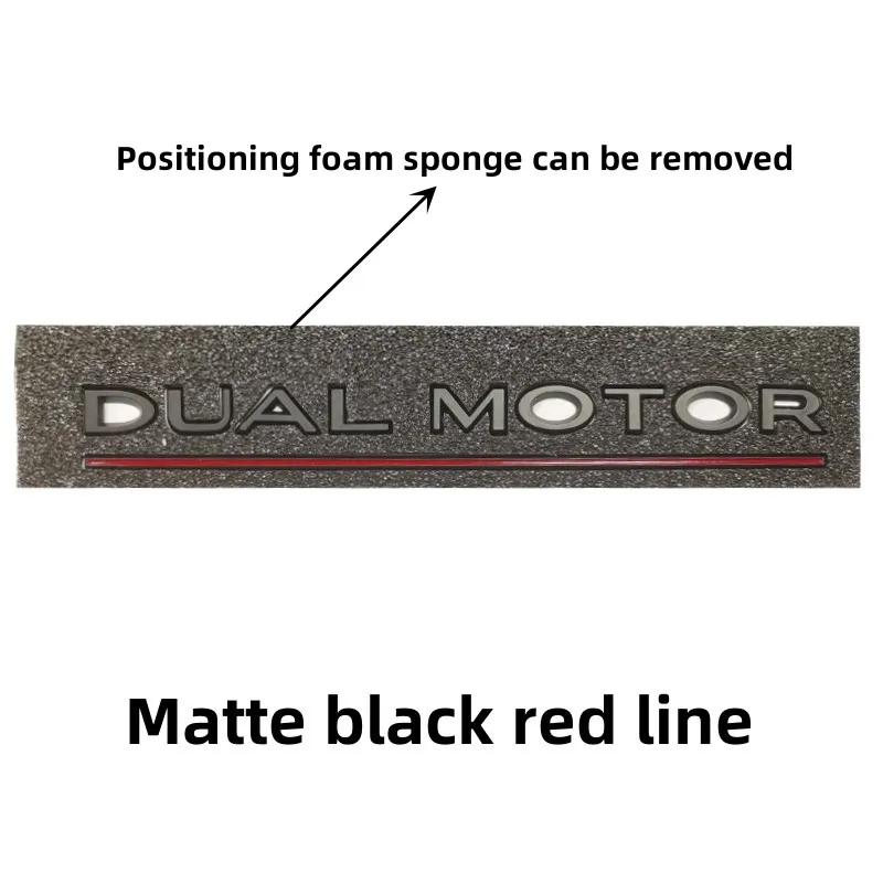 Dual motor underline letter badge For Tesla Model Y 3 X S Car Styling High Performance Trunk badge sticker Chrome black red