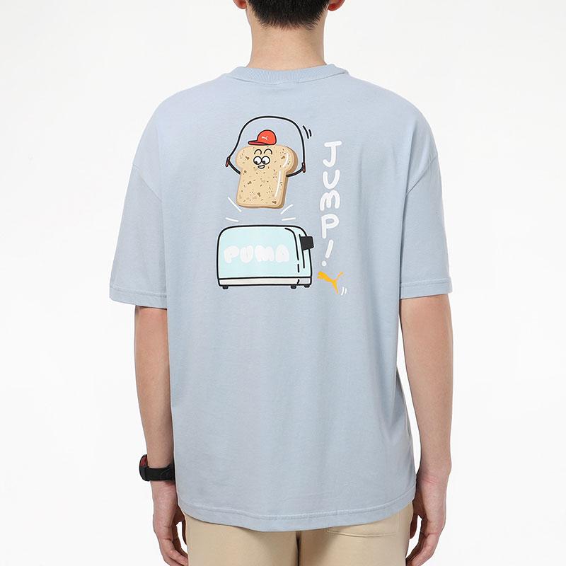 Puma American Retro Fun Print Sports Crew Neck Short Sleeve T-Shirt Men Tops Light-Blue 533104-61