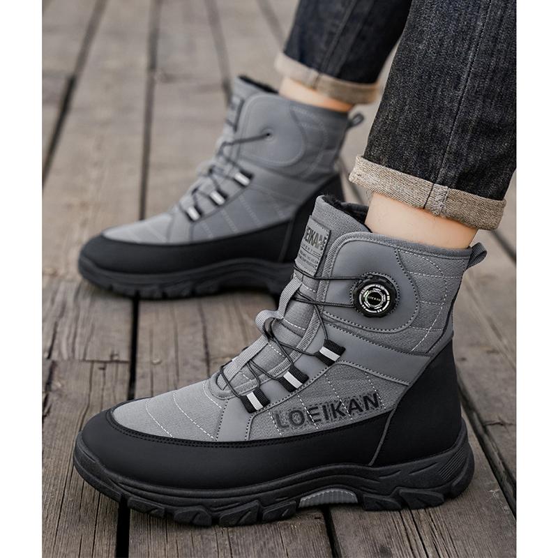 2025 Winter Shoes Mens Snow Boots Waterproof Warm Plush Flat Non-slip Fashion Brand Male Ankle Boots Mens Cotton Shoes Plus Size 47