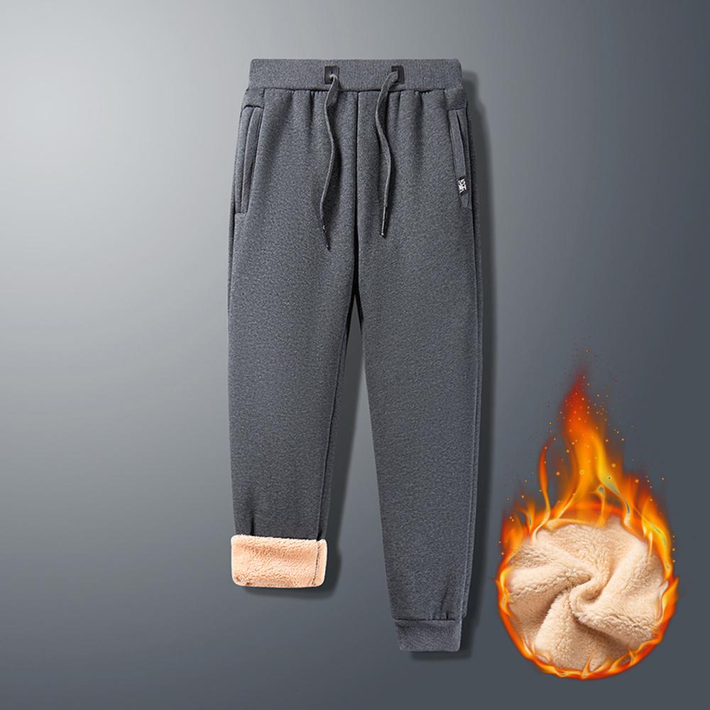 Winter Pants Men Fleece Lined Thick Warm Jogger Pants Men Fashion Clothing Bottoms Drawstring Running Pants Men