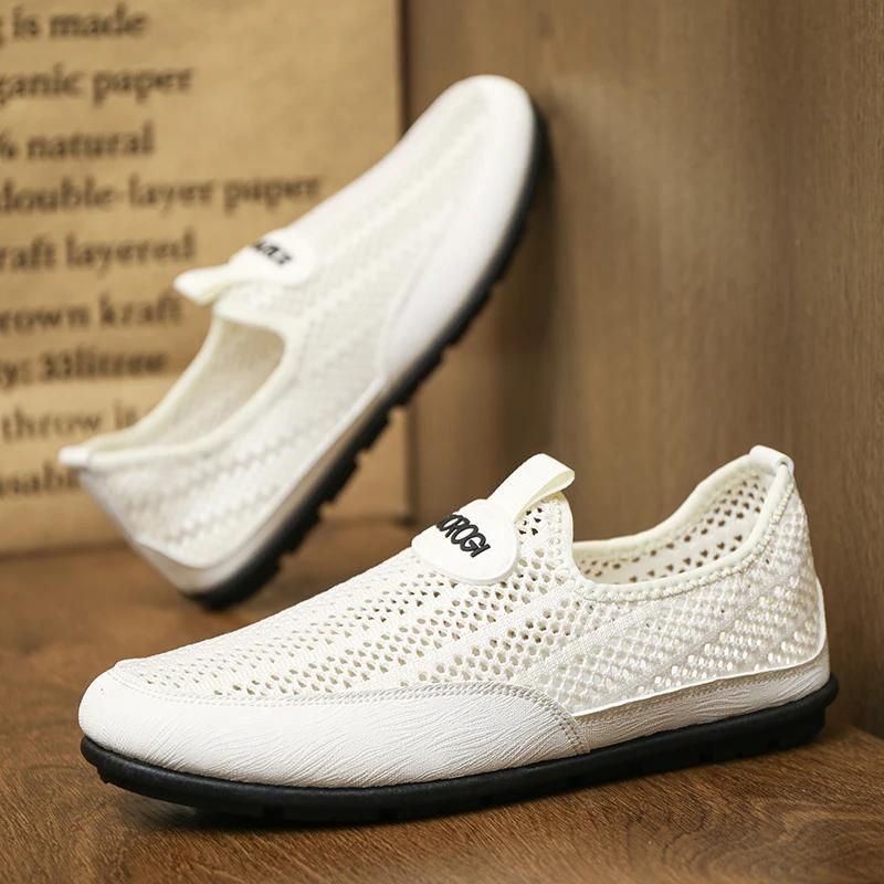 Breathable Hollow Out Casual Walking Driving Shoes Lazy Shoes Chaussure Hombre Summer Men Shoes Slip-on Loafers Casual Shoes