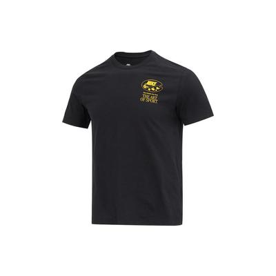 Solid Color Logo Print Short Sleeve T-Shirt Men Tops Black FB9799-010