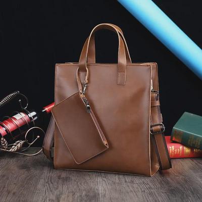 Men's Crazy Horse Leather Retro Shoulder Bag – Multifunctional Messenger and Tote with Large Capacity
