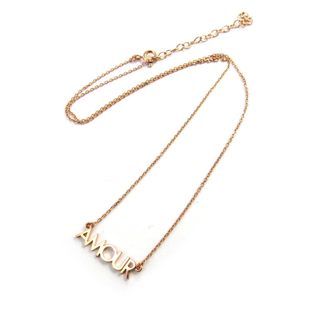 Les Trésors De Lily [N2532] - Gold Plated Necklace 'Amour' Rose Gold - 20x5 Mm